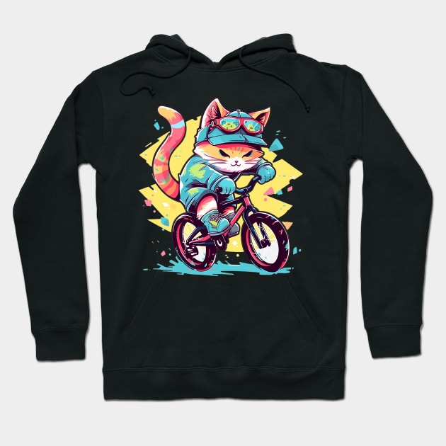 cat biker Hoodie by dorapeterx